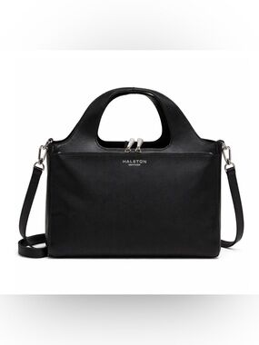 Halston Heritage Black Leather Top Handle Satchel